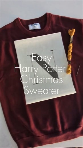 Lisy | Simple, Beautiful, Purposeful Life on Instagram: "You can call me Mrs. Weasley. 😁🎄 This DIY Harry Potter sweater is my favorite gift to my son's this year. After doing an entire Harry Potter Halloween, Birthday and now Christmas it was only fitting that I end it with a bang, right?! Here's how I did it: First, I found a woven knit cotton sweater at Old Navy. The knit pattern let me embroider it very nicely. Then I printed my Letter on Stick and Wash away Stabilizer paper (I used the fon