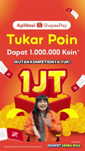 Siapa yang mau dapat 1 JT koin dari aplikasi ShopeePay?! ☝🏻 ​Yuk, ikutan kompetisi ini dengan cara: 1. Follow Instagram @shopeepay_id 2. Wajib download aplikasi ShopeePay 3. Repost postingan ini ke Instagram Story 4. Post di Instagram Story screenshot hadiah yang pernah ditukarkan di halaman Tukar Poin Aplikasi ShopeePay (cek video untuk contohnya) 5. Masukkan kedua story tersebut ke sorotan/highlights dengan nama TUKAR POIN Kompetisi ini berlangsung sampai 31 Mei ya~~ Semoga beruntung 🥳 #Shop