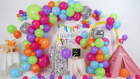 Neon Balloon Arch Garland Kit, Colorful Rainbow 70s 80s 90s Theme Party Decorations, Pink Purple Lime Green Orange Blue & Disco Ball Balloons for Retro Nostalgia Prom Birthday Part Decoration Supplies
