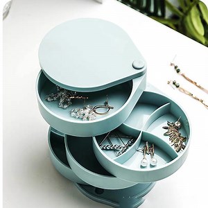 [Hot Item] Round Jewelry Storage Box with Lid Storable Four Layers 360-Rotating Wbb12606