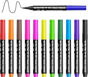 maxtek Wet Erase Markers Ultra Fine Tip, Assorted Colors, Low Odor, Smudge Free Semi-permanent Markers can be wiped off with an alcohol-based cleaning solution