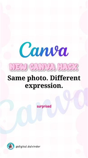 Dalvinder Kaur | Canva Designer | IG Growth Expert on Instagram: "This is why I’m loving the Expression Changer app in Canva. You can change facial expressions using AI without filters, reshoots, or awkward edits. Same photo. Different mood. Natural results. I used it to turn a serious face into a soft, confident smile in seconds. Perfect for creators, coaches, business owners, and personal brands who need polished visuals without extra effort. Best part? It works directly inside Canva. No retak