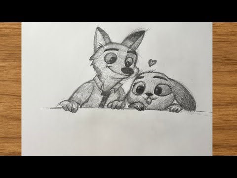 Cute Chibi Fox & Bunny Pencil Drawing | Easy Sketch