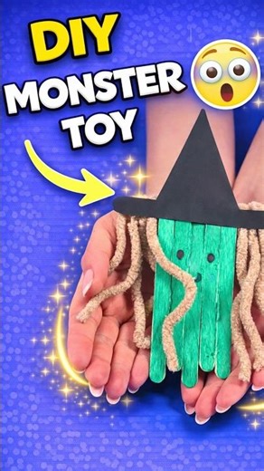 DIY Popsicle Stick Monster 👾 Easy Kids Craft & Fun Wooden Toy #diy #craft #craftyfun #kids