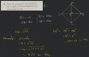 5. Find the perimeter the rhombus, the length of whose diagonal... | Filo
