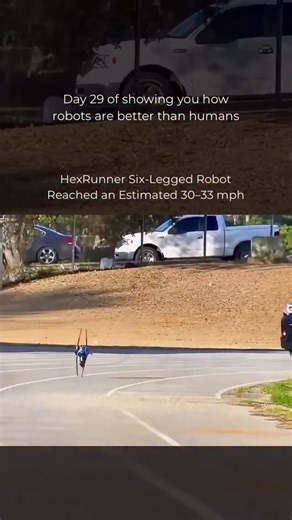 Robotics on Instagram: "Follow US (@ROBOTICS) to learn something NEW everyday 🚀 A six-legged robot called HexRunner, built by a small team at the Florida Institute for Human and Machine Cognition around 2015, hit an estimated 30–33 mph. The key wasn’t heavy sensing or complex AI. It used six spring-loaded legs spinning around a central hub, letting the robot’s own physics create stability at speed. It’s a reminder that sometimes the fastest robots come from smart mechanics, not smarter code. #a