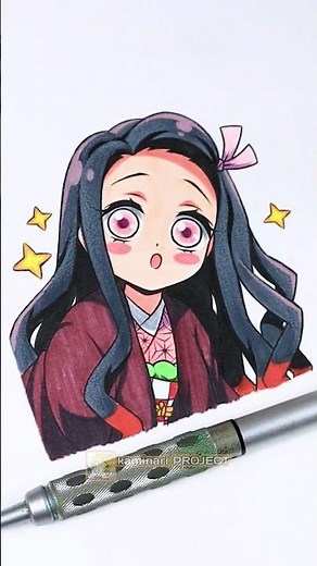 Drawing Nezuko Kamado 😍 || Stained Art with App AR Drawing ✨ #shorts #nezuko #demonslayer