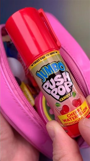 Pink Jumbo Push Pop Candy Lunch Snack Box Packing Satisfying ASMR Gummy Jelly Food Mukbang