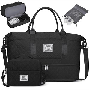Travel Duffle Bag, Weekender Bags for Women with Shoe Compartment, Carry on Overnight Bag with Toiletry Bag and Shoes Bag, Gym Duffel Bag with Wet Pocket, Hospital Bags for Labor and Delivery, Black - Walmart.com