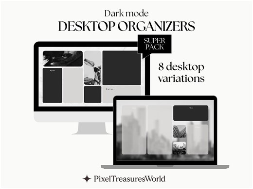 Dark Mode Desktop Organizer Wallpaper, 8 Minimalist Backgrounds, Mac & Windows, Elegant Desktop (digital Download) - Etsy