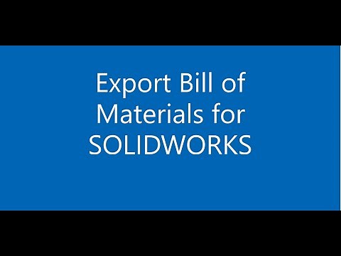 Export Bom to Excel SOLIDWORKS