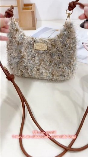 Crochet a fluffy bag 👛🧶🌈 #crochet #crochetprojects