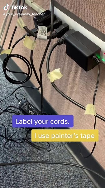 Label yo cords. #teachertip #teachertiptuesday #tiktokteachertip #quicktip #cordmanagement #teacherhack #teacherhacksandtips