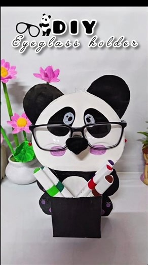 Easy 2 in 1 eyeglass holder 🐼| #diy #cardboardcraft #organisers #viralvideo #trending #youtubshorts