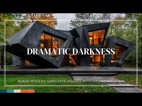 Dramatic Darkness: Black Modern Concrete Houses with Geometric Flair