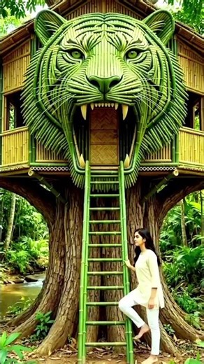 A girl was attacked by a lion and she went into her magical house. #shorts