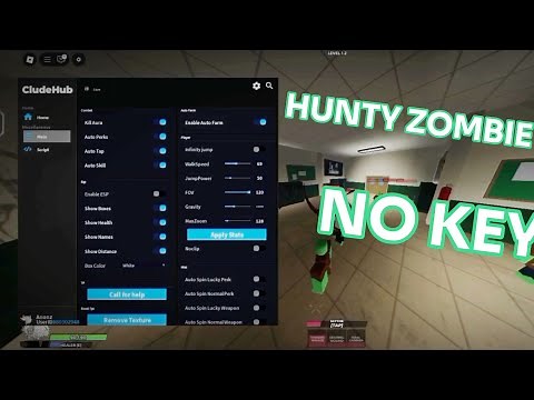 Hunty zombie script fast auto farm | Roblox Hunty Zombie