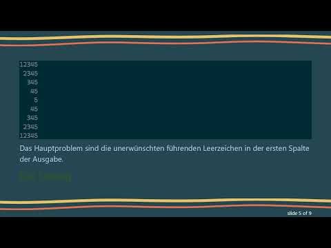 Wie man Muster in Python korrekt ohne führende Leerzeichen ausgibt