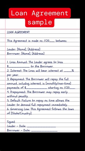248K views · 1.1K reactions | Loan agreement sample #virals #trendingreels #agreement #loans | English Class | Facebook