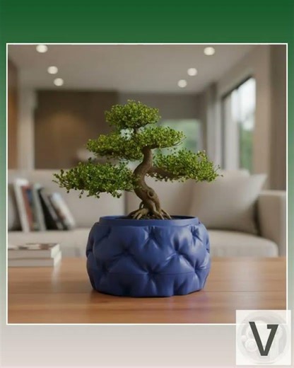 Modern Bonsai Planter “Kivu” with Sculpted Padded Texture