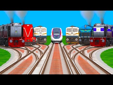 7* Trains Crossing At Bumpy Branched Railroad Tracks ll Indian Diesels Locomotive train Crossing