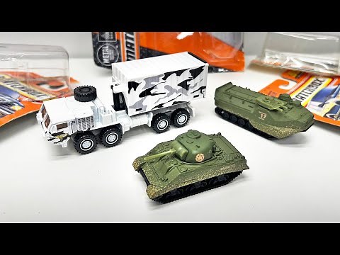 Unboxing Matchbox Military Series: Oshkosh HEMTT A4, M4A3 Sherman Tank, Amphibious Personnel Carrier