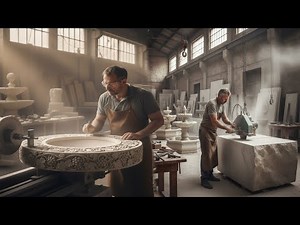 Insane Precision! Shaping a Thick Marble Stone Fountain Plate