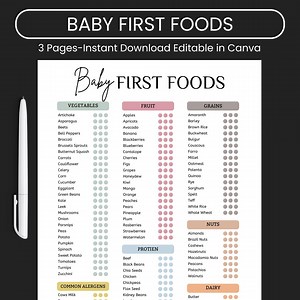 Baby Food Tracker Printable, First Foods Checklist, Meal Planner, Daily Log Chart, Rainbow Colors, Baby Food Chart, Caregivers and Nannies - Etsy Canada