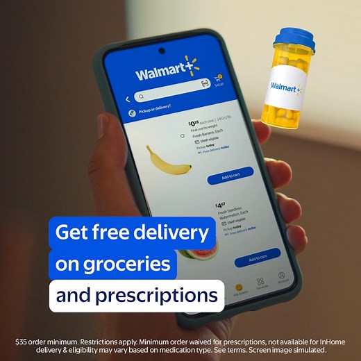 Walmart gives you free delivery on prescriptions, groceries, plus more. | Walmart