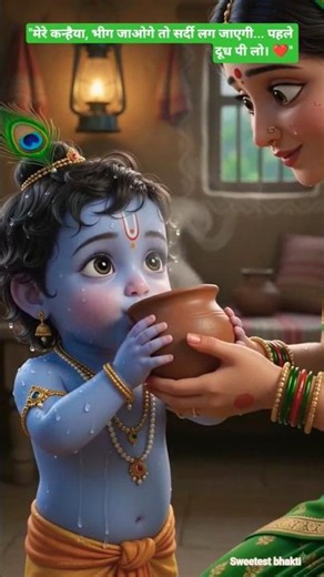 लाला की बारिश वाली शरारत और मैया का अनमोल प्यार 🌧️🥛