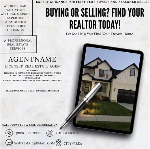 Real Estate Flyer Template | Realtor Marketing | Digital Download | Editable Printable - Etsy