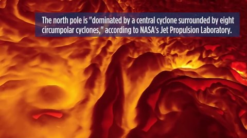 Jupiter's Massive North Pole Cyclones Seen In 3D Infrared View