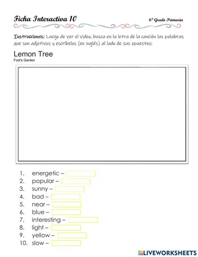 Adjectives - 3.10.6° worksheet
