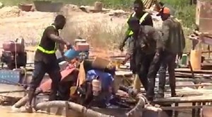 Watch as small-scale miners burn illegal river mining machines