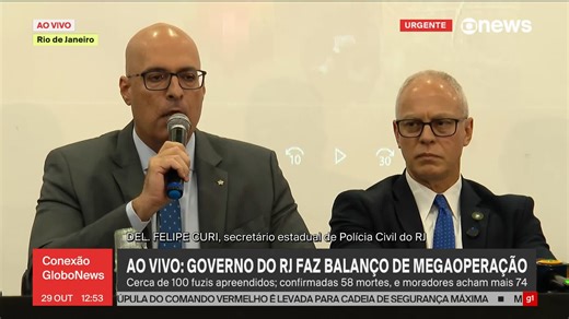232K views · 6.8K reactions | Secretário Estadual de Polícia Civil do RJ apresenta balanço da megaoperação no Rio: 119 mortos, sendo 4 policiais; 113 presos; 118 armas e 10 adolescentes apreendidos; 14 artefatos explosivos; toneladas de drogas; e milhares de munições. #ConexãoGloboNews ➡ Assista à #GloboNews: glo.bo/39WjXAu | GloboNews | Facebook