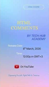 HTML Comments - Lesson 6 (Hyper Text Markup Language Course) Promo #comments #htmlcourse #webdesign