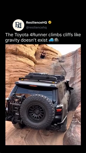 Resilience HQ on Instagram: "Gravity says no — but engineering says yes. 🚗 🔥 The Toyota 4Runner is built with low-range gearing, advanced traction control, and locking differentials that let it crawl up near-vertical rock faces with precision. 🫡 With high ground clearance, reinforced suspension, and aggressive tires, it stays stable and grips surfaces that would stop an ordinary SUV cold. This isn’t just driving — it’s controlled climbing, proof that smart off-road tech and raw mechanical str