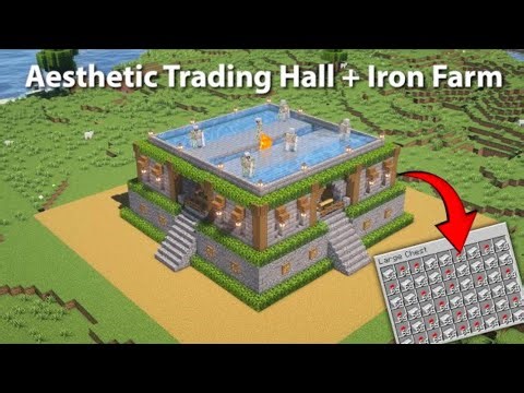 Aesthetic Trading Hall with Iron Farm Works in Java & Bedrock Edition