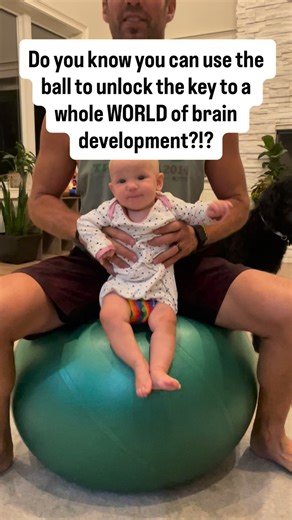 Did you use a birth ball during pregnancy? 🤰 Don’t store it away just yet and save this post for later!!! That same ball can become one of your baby’s best brain-building tools. 🧠💪 Every gentle rock, bounce, and sway on the ball stimulates the vestibular system — the part of the brain that controls balance, coordination, and body awareness. And when that system gets strong? Babies hit their milestones faster, sleep deeper, and move with more confidence. ✨ Here are a few of my favorite brain-b