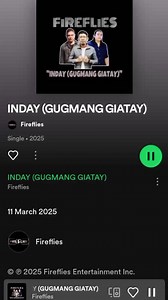 FIREFLIES ORIGINAL SONG🎶🎸 STREAMING NOW ON SPOTIFY🎧 INDAY(GUGMANG GIATAY) Another BISAYA SONG🎵 Written and Composed by Fireflies Lead Vocals Jhunjie Dosdos pride of Cebuano... Glad to say he used his own dialect to create the lyrics of the said song😊 For more Fireflies song to play and listen visit fireflies in spotify👍 Fireflies Entertainment Inc👍 Follow share and subscribe👌 Spread their songs to all the people you know😊❤️ @top fans #highlights2025 #fireflies #highlightseveryonefollowe