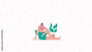 Woman Take A Rest After Yoga Poses Animation