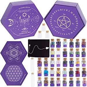 43 PC Crystal Healing Set for Witches - Real Crystals for Witchcraft, Spell Jars, Altar, Decor - Beginner Wiccan Supplies and Tools - Witchcraft Supplies Crystal Set