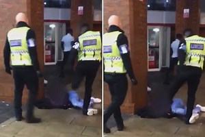 McDonald's security guard kicks man on ground in head after he 'abused staff'