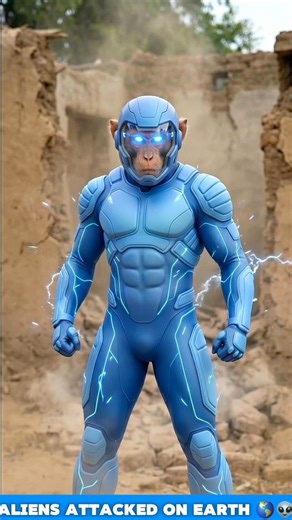 ANIMATIONS KA PITARA 📦 on Instagram: "Village Destroyed? 😭 Alien Wife's Deadly Attack! 🛸🔥 Last time, Monkey defeated the Alien Leader. Now, his Wife (Alien Queen) has come to take revenge! 👽😡. She attacked the village and crushed Monkey under a Whole House! 🏠😱. Just when Monkey was in danger, the Girl gave him a "Secret Energy Weapon"! 🔵⚡. Monkey transformed into a Blue Tech Suit and destroyed the Alien Army! 💥🦸‍♂️ If you liked Monkey's New Blue Look, please LIKE and FOLLOW! ❤️⚡ #reel