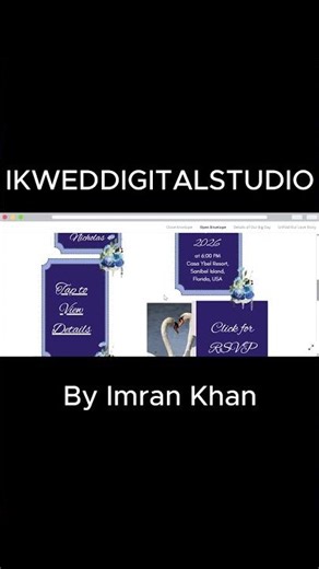 Indigo Blue Floral Save The Date Wedding Website with RSVP Canva Editable (Digital Download)