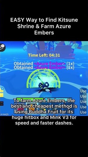 esay way to find kitsune shrine & farm Azure embers #roblox #bloxfruits