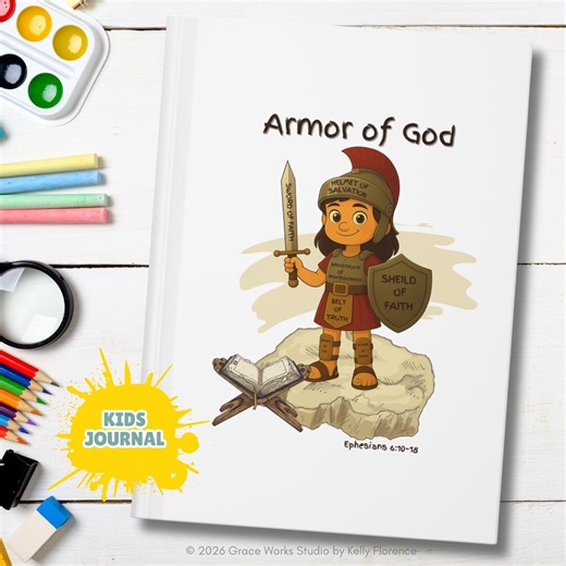 Armor of God Girls Journal | Personalized Christian Hardcover | Ephesians 6:11 Scripture Verse Notebook for Kids - Etsy