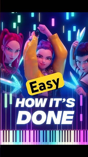 How It’s Done – KPop Demon Hunters Easy Piano Tutorial (One Hand + Falling Notes) #kpopdemonhunters