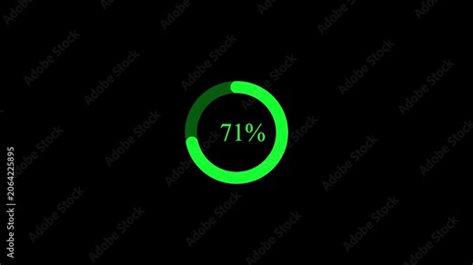 Progress bar animation displaying 0% to 100% loading. Step-by-step loading bar animation from start to finish.Animation of the update process on the black screen.