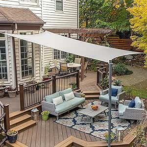 Amazon.com : Coolaroo Premium Shade Sail Kit - 95% UV Block Commercial-Grade Luxe Matte Finish Sun Shade with Stainless Steel Hardware for Permanent Outdoor Covearage, 16ft 5in x 9ft 11in Rectangle, Stone : Place Mats : Patio, Lawn & Garden